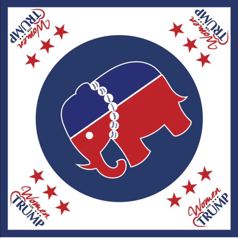 Trump‎ scarf with elephant in pearls with KMGA MAGA